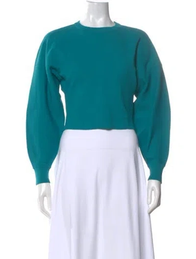 Pre-owned Tibi Crew Neck Long Sleeve Crop Top In Blue