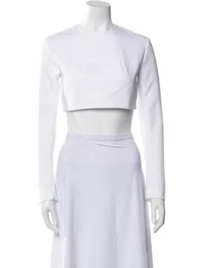 Pre-owned Tibi Crew Neck Long Sleeve Crop Top W/ Tags In White
