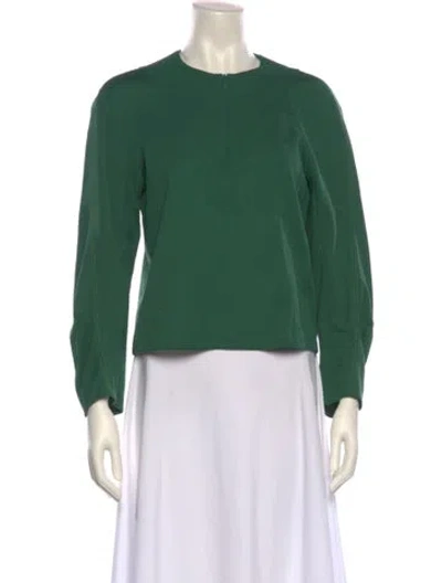 Pre-owned Tibi Crew Neck Long Sleeve Sweatshirt In Green