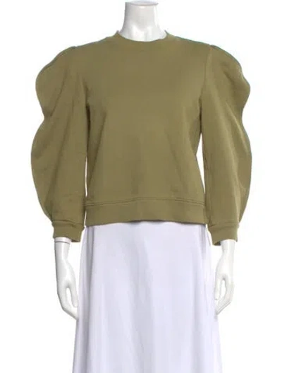 Pre-owned Tibi Crew Neck Long Sleeve Sweatshirt In Green
