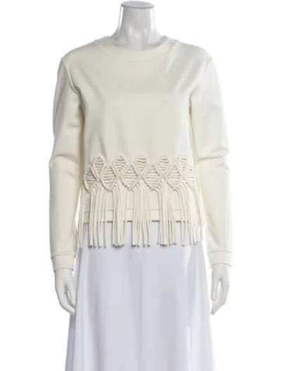 Pre-owned Tibi Crew Neck Long Sleeve Sweatshirt In Neutrals/white
