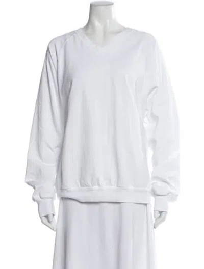 Pre-owned Tibi Crew Neck Long Sleeve Sweatshirt In White