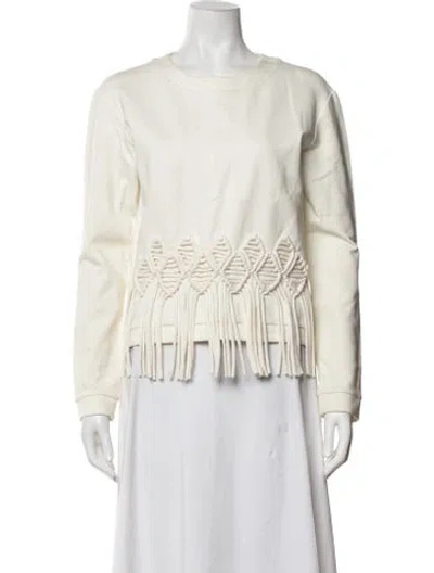 Pre-owned Tibi Crew Neck Long Sleeve Sweatshirt In White