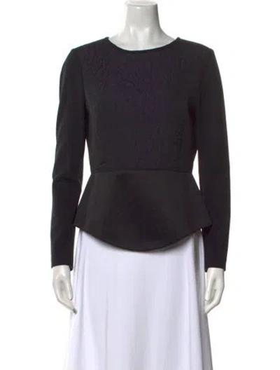 Pre-owned Tibi Crew Neck Long Sleeve Top In Black