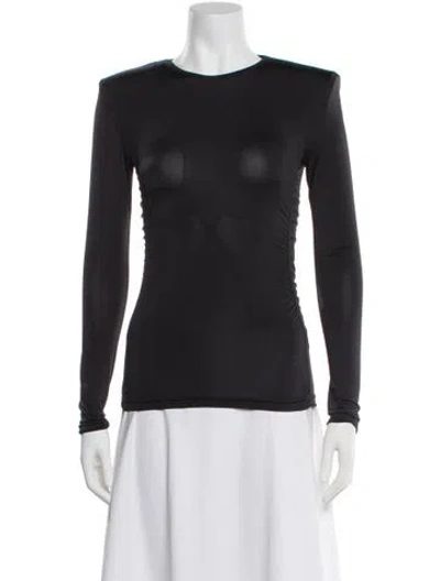 Pre-owned Tibi Crew Neck Long Sleeve Top In Black