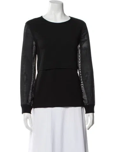 Pre-owned Tibi Crew Neck Long Sleeve Top In Black