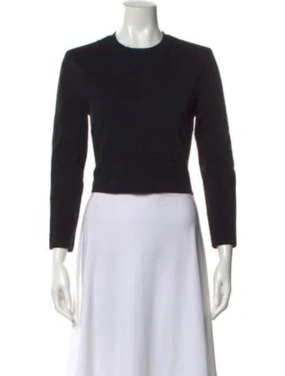 Pre-owned Tibi Crew Neck Long Sleeve Top In Black
