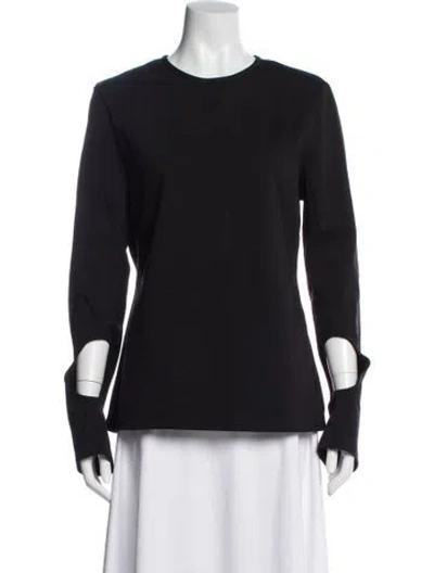 Pre-owned Tibi Crew Neck Long Sleeve Top In Black