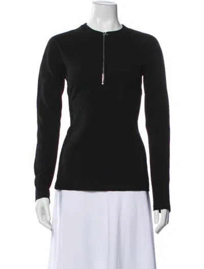 Pre-owned Tibi Crew Neck Long Sleeve Top In Black