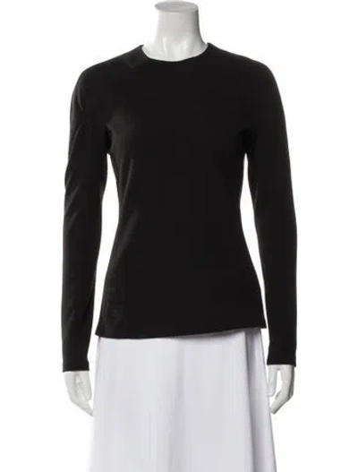Pre-owned Tibi Crew Neck Long Sleeve Top In Black