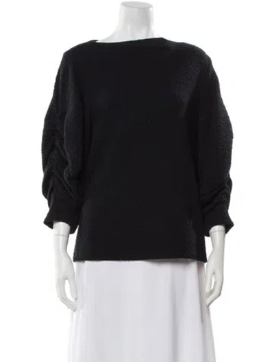Pre-owned Tibi Crew Neck Long Sleeve Top In Black