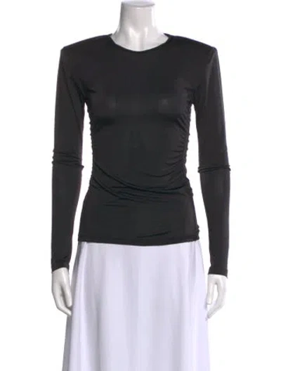 Pre-owned Tibi Crew Neck Long Sleeve Top In Black