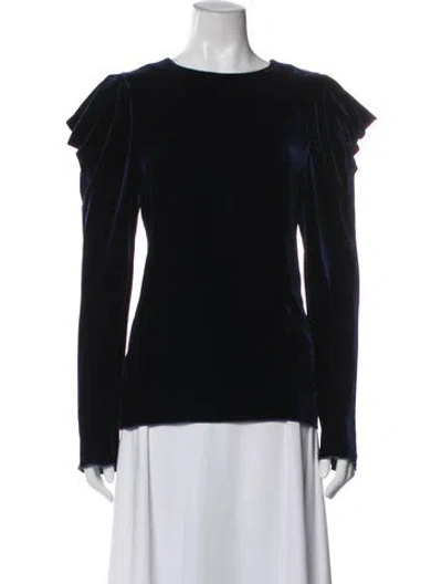 Pre-owned Tibi Crew Neck Long Sleeve Top In Black