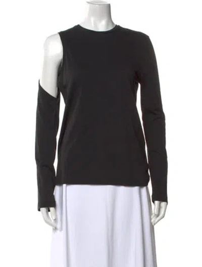 Pre-owned Tibi Crew Neck Long Sleeve Top In Black