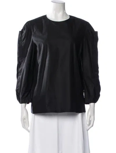 Pre-owned Tibi Crew Neck Long Sleeve Top In Black