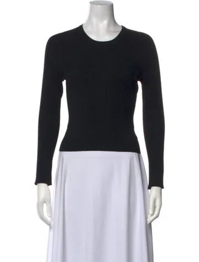 Pre-owned Tibi Crew Neck Long Sleeve Top In Black