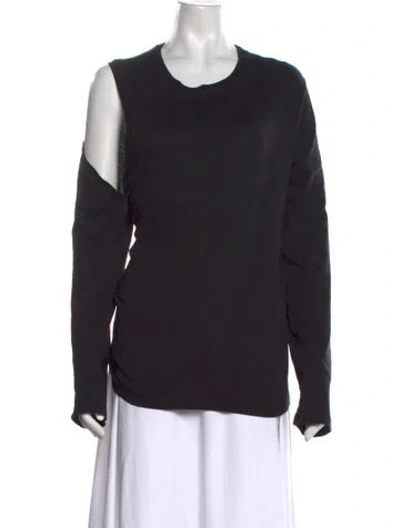 Pre-owned Tibi Crew Neck Long Sleeve Top In Black