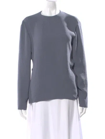 Pre-owned Tibi Crew Neck Long Sleeve Top In Blue