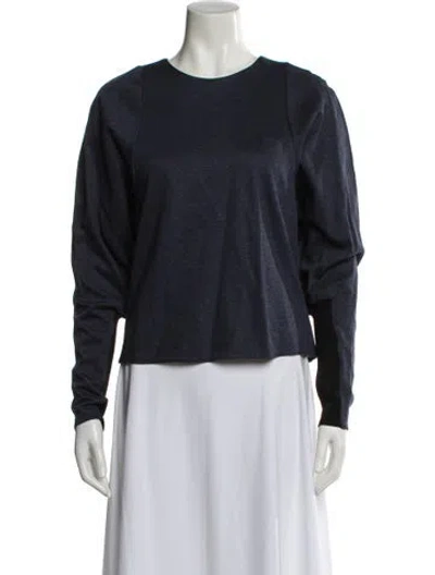 Pre-owned Tibi Crew Neck Long Sleeve Top In Blue
