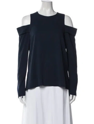Pre-owned Tibi Crew Neck Long Sleeve Top In Blue