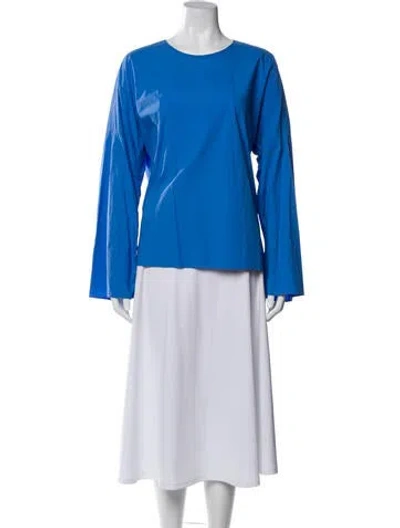 Pre-owned Tibi Crew Neck Long Sleeve Top In Blue