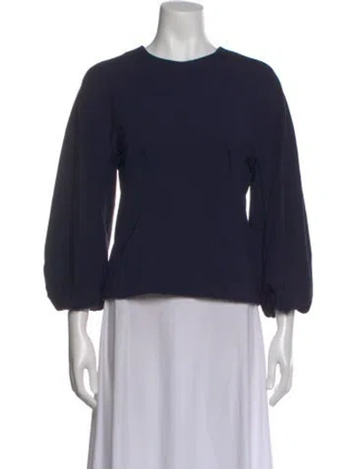 Pre-owned Tibi Crew Neck Long Sleeve Top In Blue