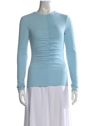 Pre-owned Tibi Crew Neck Long Sleeve Top In Blue