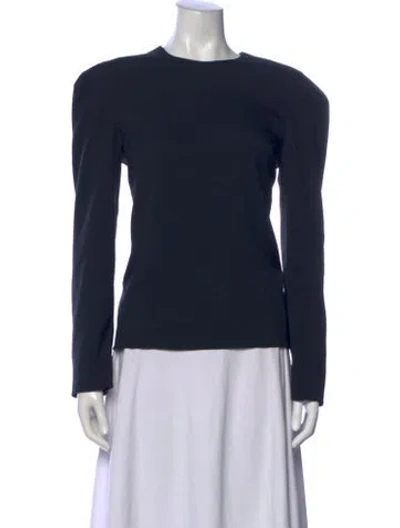 Pre-owned Tibi Crew Neck Long Sleeve Top In Blue