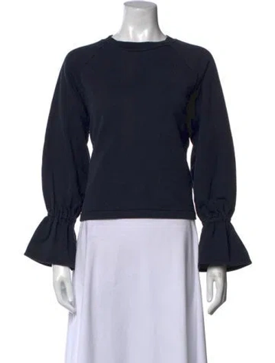Pre-owned Tibi Crew Neck Long Sleeve Top In Blue