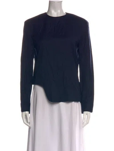 Pre-owned Tibi Crew Neck Long Sleeve Top In Blue