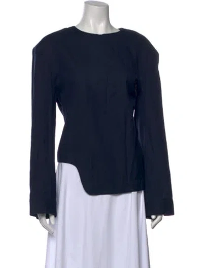 Pre-owned Tibi Crew Neck Long Sleeve Top In Blue