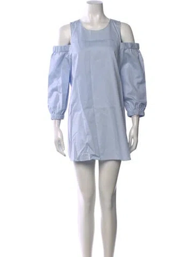 Pre-owned Tibi Crew Neck Long Sleeve Top In Blue