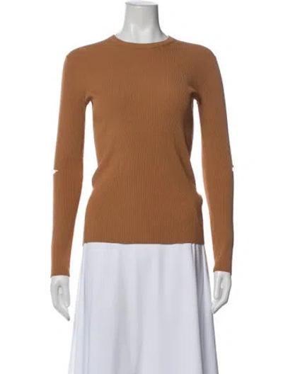 Pre-owned Tibi Crew Neck Long Sleeve Top In Brown