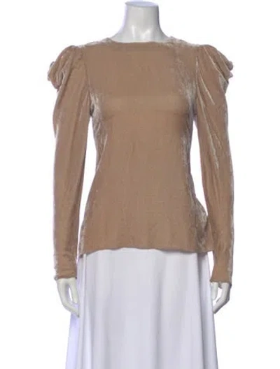Pre-owned Tibi Crew Neck Long Sleeve Top In Brown