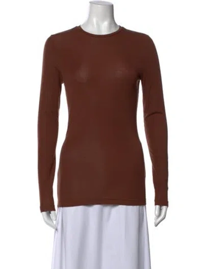 Pre-owned Tibi Crew Neck Long Sleeve Top In Brown