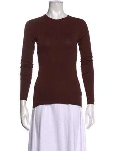 Pre-owned Tibi Crew Neck Long Sleeve Top In Burgundy