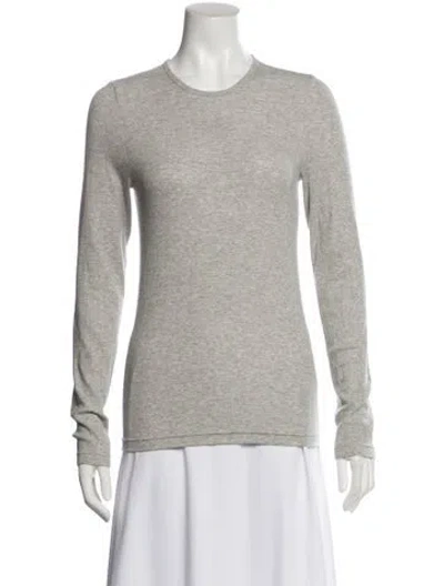 Pre-owned Tibi Crew Neck Long Sleeve Top In Gray