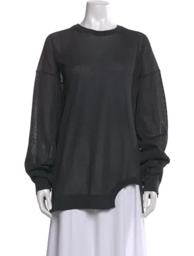 Pre-owned Tibi Crew Neck Long Sleeve Top In Gray