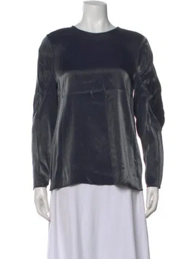 Pre-owned Tibi Crew Neck Long Sleeve Top In Gray