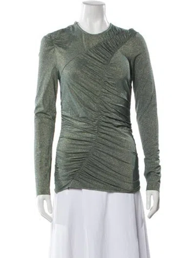 Pre-owned Tibi Crew Neck Long Sleeve Top In Green