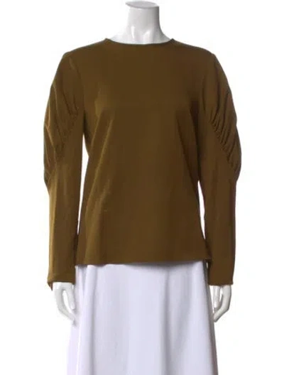 Pre-owned Tibi Crew Neck Long Sleeve Top In Green