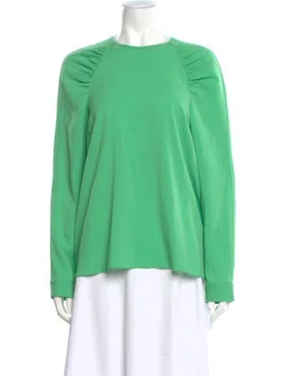 Pre-owned Tibi Crew Neck Long Sleeve Top In Green