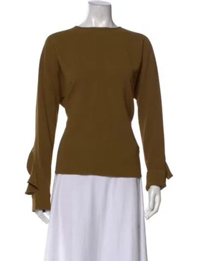 Pre-owned Tibi Crew Neck Long Sleeve Top In Green