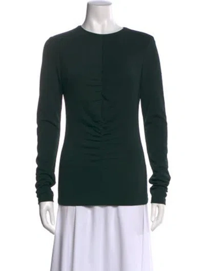 Pre-owned Tibi Crew Neck Long Sleeve Top In Green