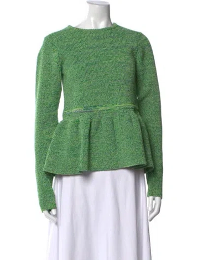 Pre-owned Tibi Crew Neck Long Sleeve Top In Green