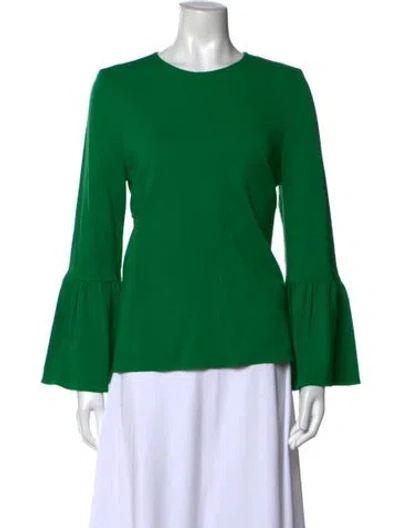 Pre-owned Tibi Crew Neck Long Sleeve Top In Green