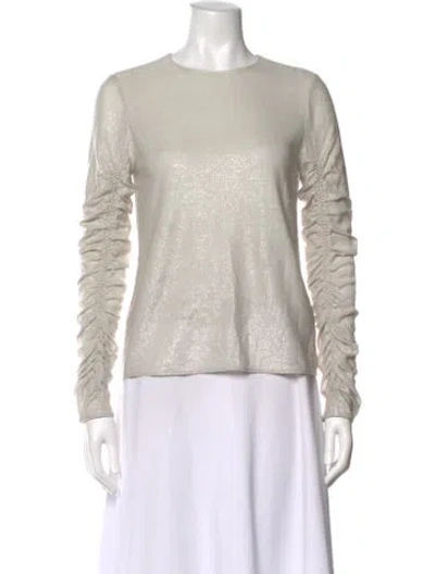 Pre-owned Tibi Crew Neck Long Sleeve Top In Neutral