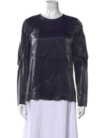 Pre-owned Tibi Crew Neck Long Sleeve Top W/ Tags In Grey/metallic