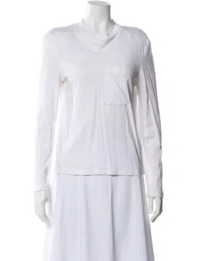 Pre-owned Tibi Crew Neck Long Sleeve Top In White