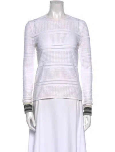 Pre-owned Tibi Crew Neck Long Sleeve Top In White